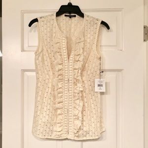 Nanette Lepore Cream Eyelet Tank